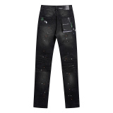 Purple Brand Fashion Inkjet Distressed Slimming Small Leg Elastic Jeans