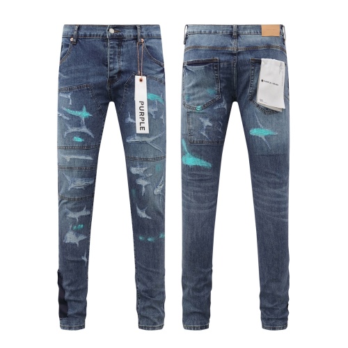 Purple Brand New Personalized Distressed Slimming Small Leg Stretch Jeans
