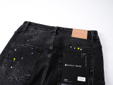 Purple Brand Fashion Inkjet Distressed Slimming Small Leg Elastic Jeans