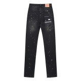 Purple Brand Fashion Inkjet Distressed Slimming Small Leg Elastic Jeans
