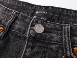 Purple Brand New Retro Slimming Small Foot Elastic Denim Pants