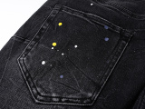 Purple Brand Fashion Inkjet Distressed Slimming Small Leg Elastic Jeans