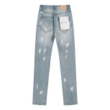 Purple Brand New Fashion Splash Ink Slimming Small Leg Elastic Jeans