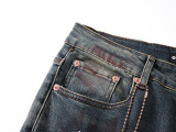 Purple Brand Fashion Graffiti Distressed Slimming Small Leg Elastic Jeans