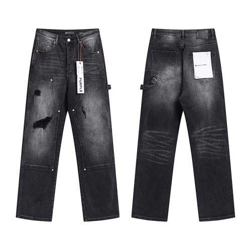 Purple Brand New Fashion Distressed Splashed Casual Straight leg Jeans