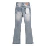 Purple Brand Fashion Inkjet Distressed Micro Horn Elastic Jeans