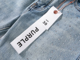 Purple Brand New Fashion Full Diamond Slim Fit Small Leg Elastic Jeans