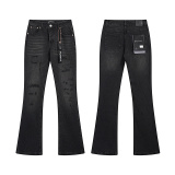 Purple Brand New Fashion Distressed Micro Horn Elastic Denim Pants