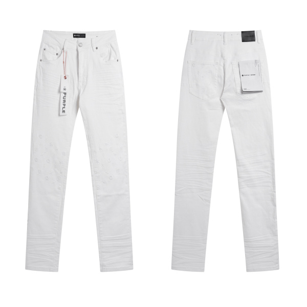 Purple Brand New Fashionable Embossed Slim Fit Small Foot Elastic Denim Pants
