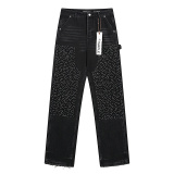 Purple Brand New Fashion Diamond Loose Straight leg Jeans