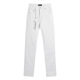 Purple Brand New Fashionable Embossed Slim Fit Small Foot Elastic Denim Pants