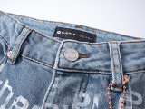 Purple Brand New Fashion Full Logo Printed Slim fit Small Leg Elastic Jeans