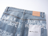 Purple Brand New Fashion Full Logo Printed Slim fit Small Leg Elastic Jeans
