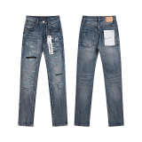 Purple Brand New Personalized Distressed Slimming Small Foot Elastic Denim Pants