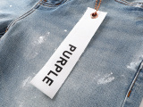Purple Brand New Fashion Splash Ink Slimming Small Leg Elastic Jeans