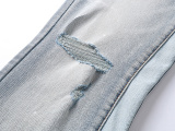Purple Brand Fashion Inkjet Distressed Micro Horn Elastic Jeans