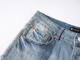 Purple Brand New Fashion Full Diamond Slim Fit Small Leg Elastic Jeans