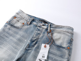 Purple Brand Fashion Inkjet Distressed Micro Horn Elastic Jeans