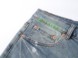 Purple Brand Fashion Inkjet Distressed Slimming Small Leg Elastic Jeans