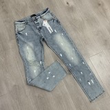 Purple Brand New Fashion Inkjet Distressed Slimming Small Leg Elastic Jeans