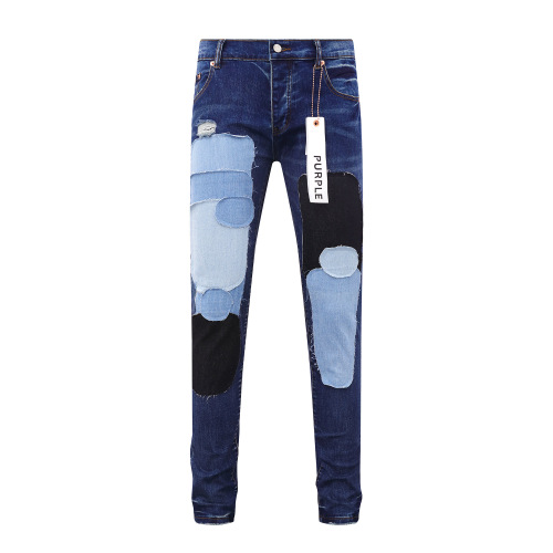 Purple Brand New Fashion Personalized Patch Slimming Small Leg Elastic Jeans