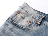 Purple Brand Fashion Inkjet Distressed Micro Horn Elastic Jeans