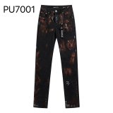 Purple Brand New Retro Graffiti Slimming Small Leg Elastic Jeans