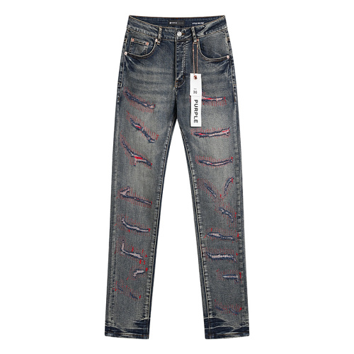 Purple Brand New Personalized Slimming Small Leg Elastic Jeans
