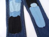Purple Brand New Fashion Personalized Patch Slimming Small Leg Elastic Jeans