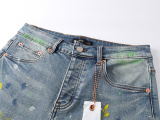 Purple Brand Fashion Inkjet Distressed Slimming Small Leg Elastic Jeans