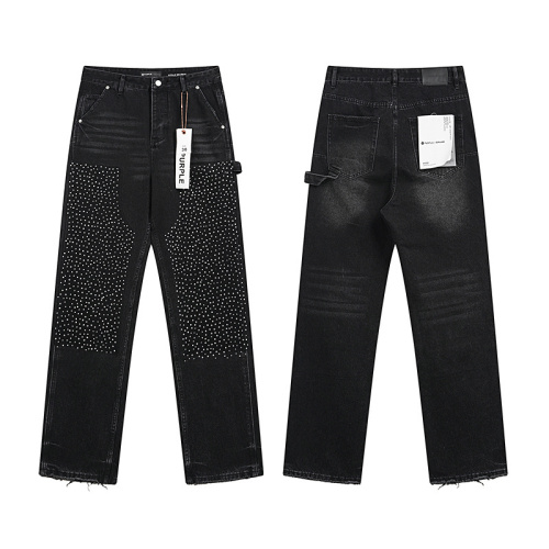 Purple Brand New Fashion Diamond Loose Straight leg Jeans
