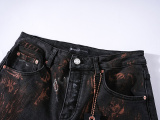 Purple Brand New Retro Graffiti Slimming Small Leg Elastic Jeans