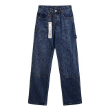 Purple Brand New Personalized Embossed Loose Straight leg Jeans