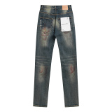 Purple Brand Fashion Graffiti Distressed Slimming Small Leg Elastic Jeans