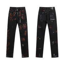 Purple Brand New Retro Graffiti Slimming Small Leg Elastic Jeans Purple Brand New Retro Graffiti Slimming Small Leg Elastic Jeans