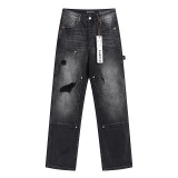 Purple Brand New Fashion Distressed Splashed Casual Straight leg Jeans
