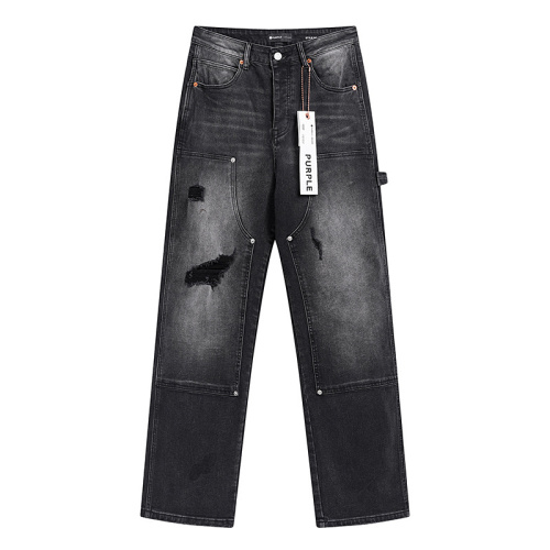 Purple Brand New Fashion Distressed Splashed Casual Straight leg Jeans