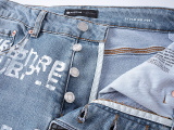 Purple Brand New Fashion Full Logo Printed Slim fit Small Leg Elastic Jeans