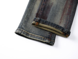 Purple Brand Fashion Graffiti Distressed Slimming Small Leg Elastic Jeans