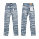 Purple Brand New Fashion Full Logo Printed Slim fit Small Leg Elastic Jeans