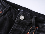 Purple Brand Fashion Inkjet Distressed Slimming Small Leg Elastic Jeans