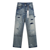 Purple Brand New Fashion Distressed Casual Straight leg Jeans