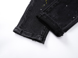 Purple Brand Fashion Inkjet Distressed Slimming Small Leg Elastic Jeans