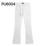 Purple Brand Fashion Inkjet Distressed Micro Horn Elastic Jeans