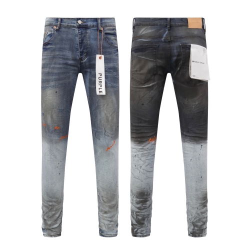 Purple Brand New Personalized Distressed Slimming Small Leg Stretch Jeans