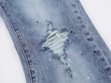 Purple Brand New Fashion Ink Splashed Distressed Slimming Small Leg Jeans 