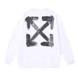 Off White Fashion Blurred Logo Arrow Printed Round Neck Hoodie for Couples, Casual Loose Sweatshirt