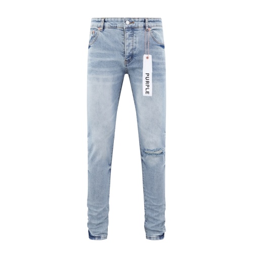Purple Brand Fashion Versatile Distressed Slimming Small Leg Jeans