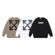Off White Fashion Blurred Logo Arrow Printed Round Neck Hoodie for Couples, Casual Loose Sweatshirt
