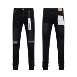 Purple Brand New Fashion Ink Splashed Distressed Slimming Small Leg Jeans
